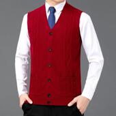 坎肩中年领马毛衣甲爸爸装 羊背心男羊绒衫 针织毛秋冬H9076 大码