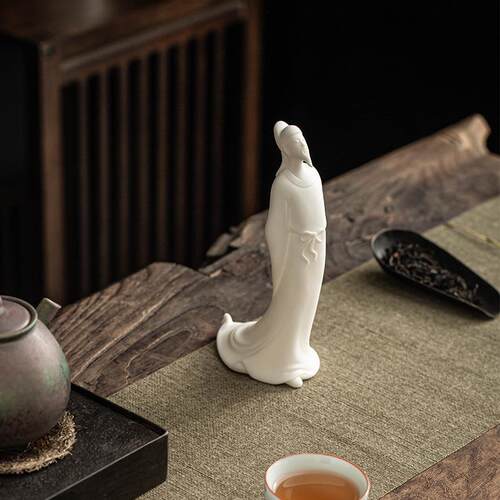 创意陶瓷李白书房装饰摆件精品新中式历史人物家居客厅博古架摆设