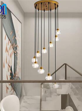 梯后现代轻别墅奢旋转楼长吊灯楼挑高MD220513跃层客厅loft复式圆