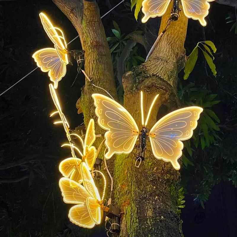 ED户外防水发光动态L蝴蝶灯彩灯夜景虫氛AEB庭围灯别墅花园院昆灯