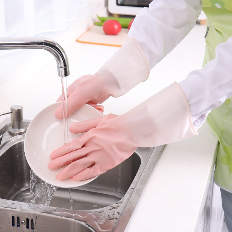 防水耐用橡胶手套加绒干活胶乳劳保防护手套防滑保暖洗碗手套餐饮