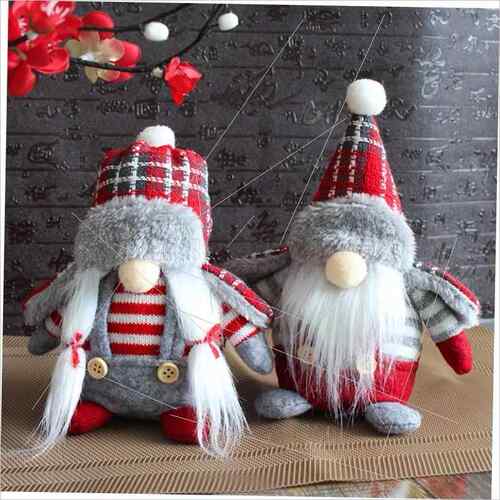Christmas faceless doll Forest old man wearing plaid hat