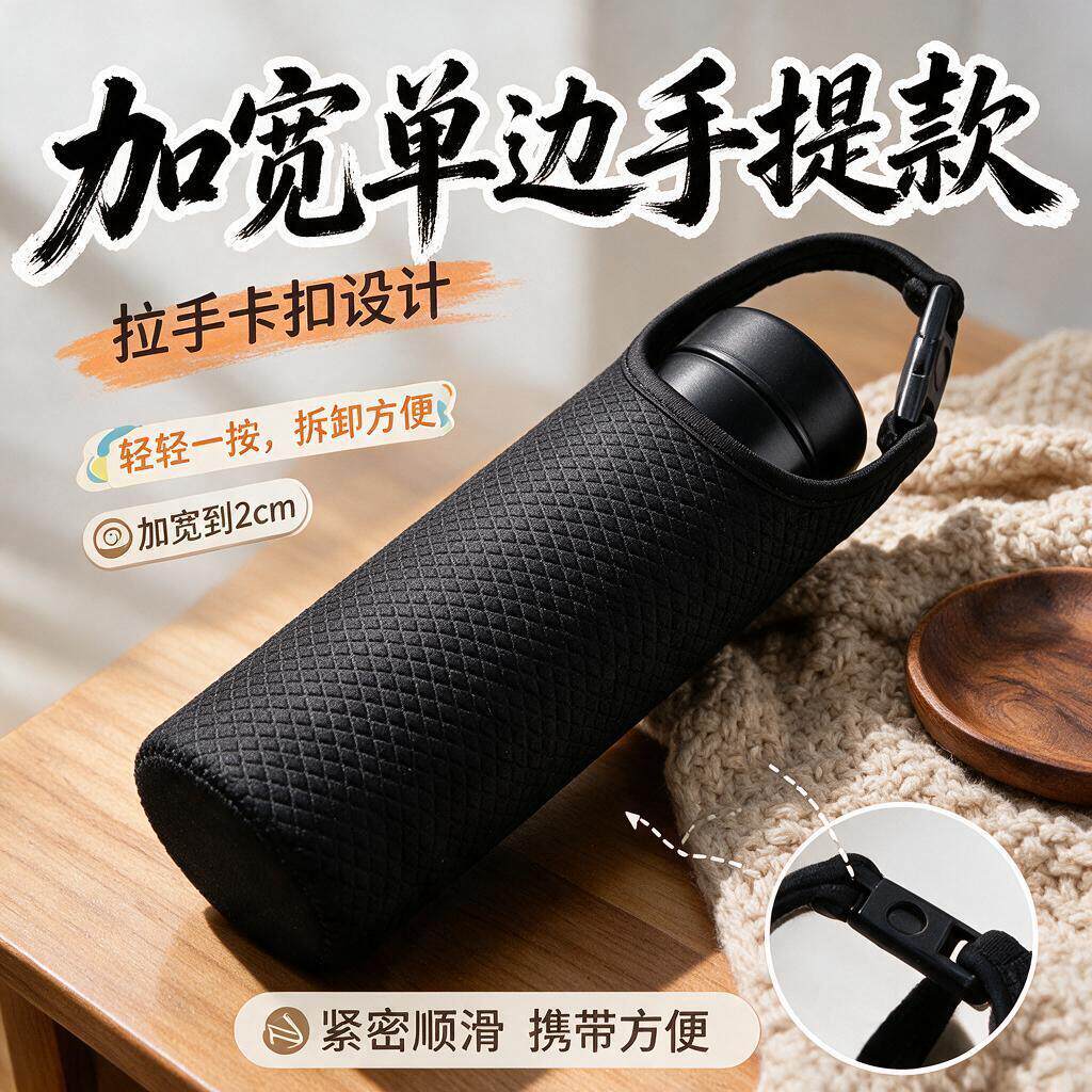 保温水杯保护套通用可斜挎子杯套玻璃杯手提绳布袋隔热防烫摔定制