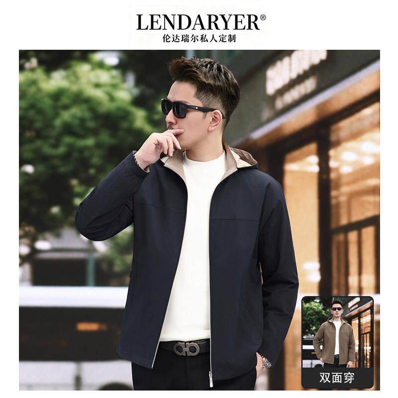 LENDARYER夹克男2026春季新款轻熟风双面穿外套商务连帽休闲上衣