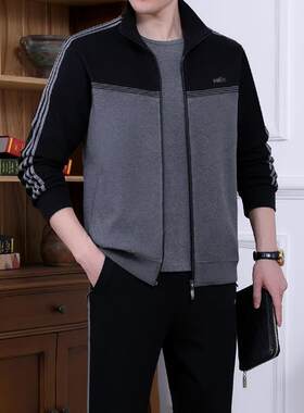 中老年运动套装73503727男服春爸爸装秋休宽闲装大码松老年运动服