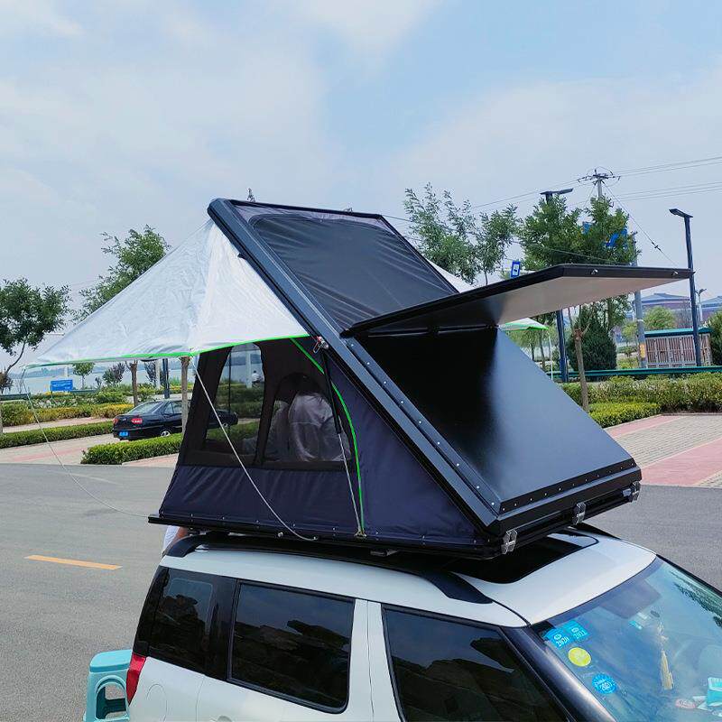 带天窗三角车顶帐篷户外野营适合越野SUV安装车载帐篷硬底