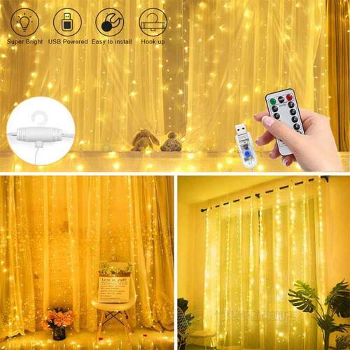 LED Fairy Lights 3 Meter Curtain String Light With Hooks Gar
