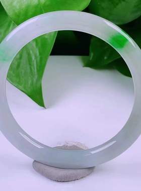 缅甸天然真品翡翠飘阳绿圆条高档精美好种气质手镯玉器镯子24.99g