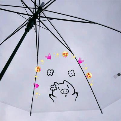 正品少明女心is透日n本 长柄雨小清新森系女 神网红 卡通可伞爱学