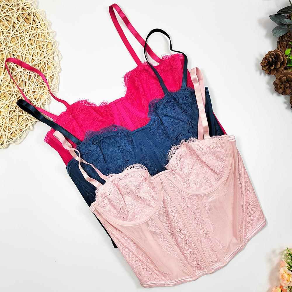 with camisole wrap top women mesh chest for Lace waisted