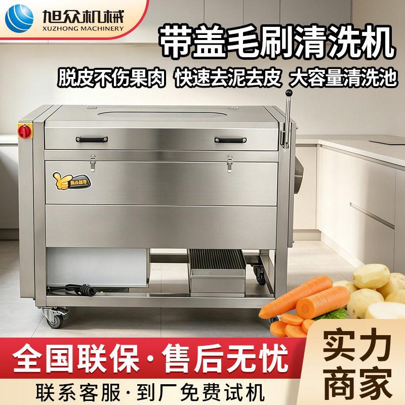 商用带盖毛刷清洗机多功能果蔬类肉制品洗菜机食堂酒店净洗机设备