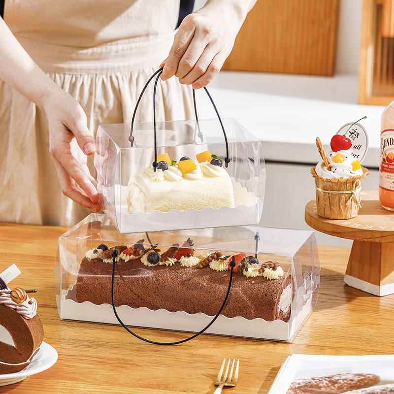 透明蛋糕卷包装盒手提抱抱卷整卷半卷棉被卷盒长条梦龙卷包装盒子