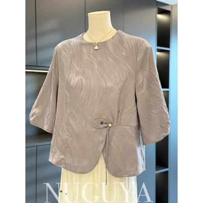 时尚休闲妈妈装雪纺衬衫女2025年夏装新款上衣气质百搭中老年T恤