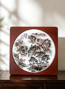 高档茶盘瓷板画 国家级大师刘培竹釉下彩手绘壁画茶桌装饰画摆件