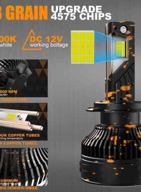 跨境TH8通用1H4H7H1汽车LED大灯1改新款三铜装管远近T8一体大灯