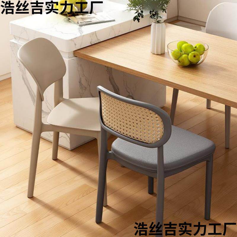 塑料椅子家用加厚餐厅餐桌餐椅舒服久坐商用藤编简约凳子靠背藤椅