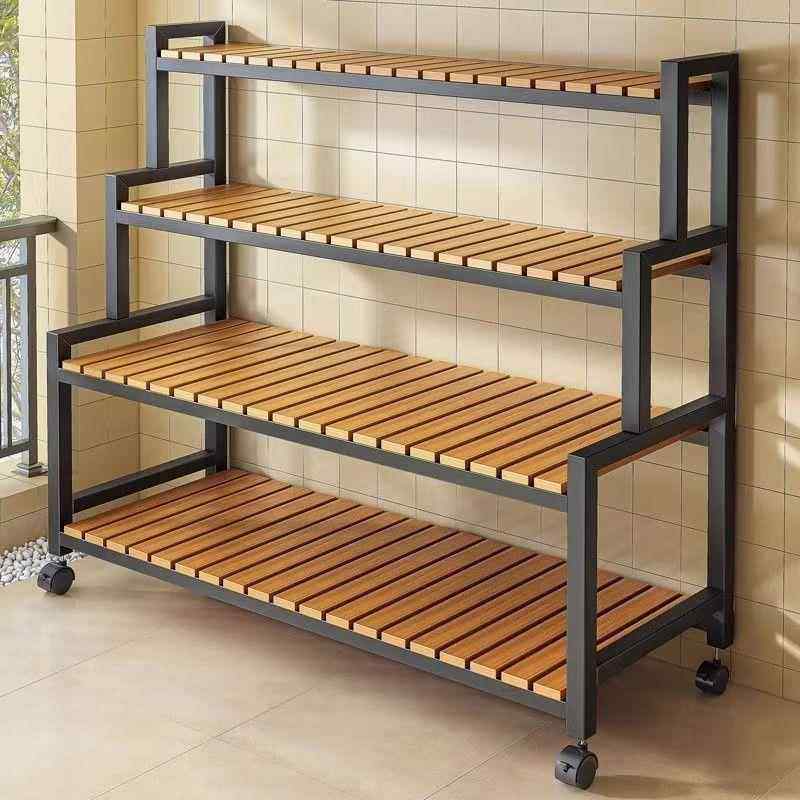 新款花架可移动带轮置物架阶梯落地式多层花架子阳台室内外架