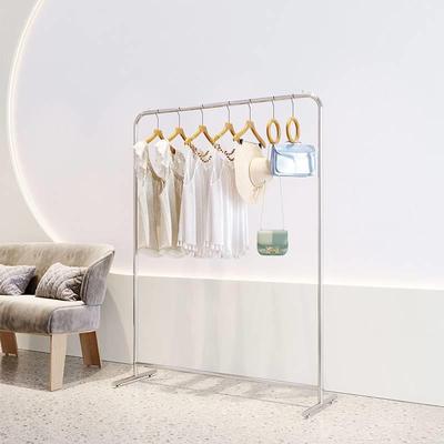 服装店挂衣架不锈钢拉丝银陈列货架女装店移动中岛落地式展示架