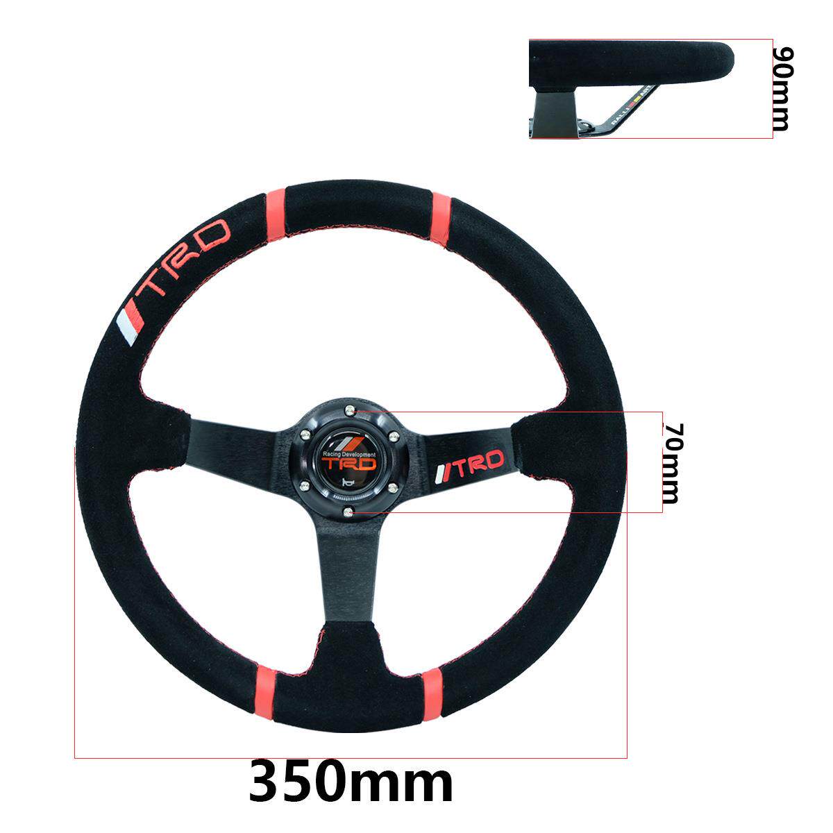 跨镜热销 14英寸TRD汽车改装快拆方向盘通用绒皮深凹款赛车转向盘