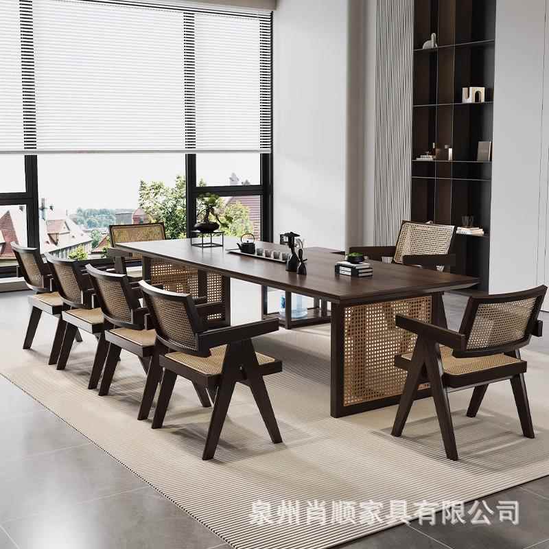 新桌中式桌椅组合家用客厅茶几茶藤BRJ编接待泡茶实木台大板茶茶