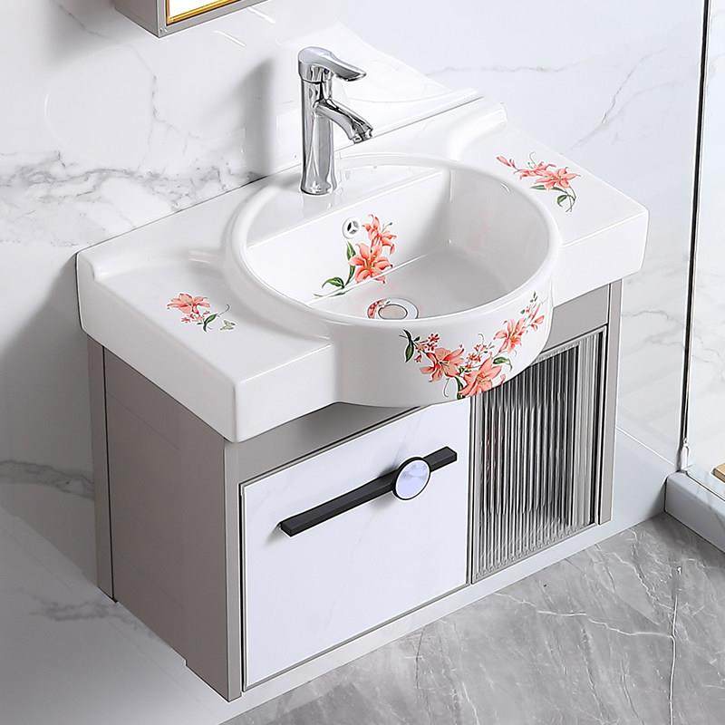 挂墙彩花洗手盆小户型洗脸盆浴室柜组合厕所洗漱台卫生间一体台盆,家装主材,浴室柜组合,淘宝优惠券,粉丝福利购,淘宝优惠卷