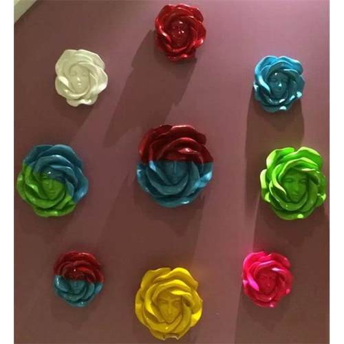 立体挂件创意家居电视背景饰品人脸壁饰KTV玻璃钢软装玫瑰花壁挂