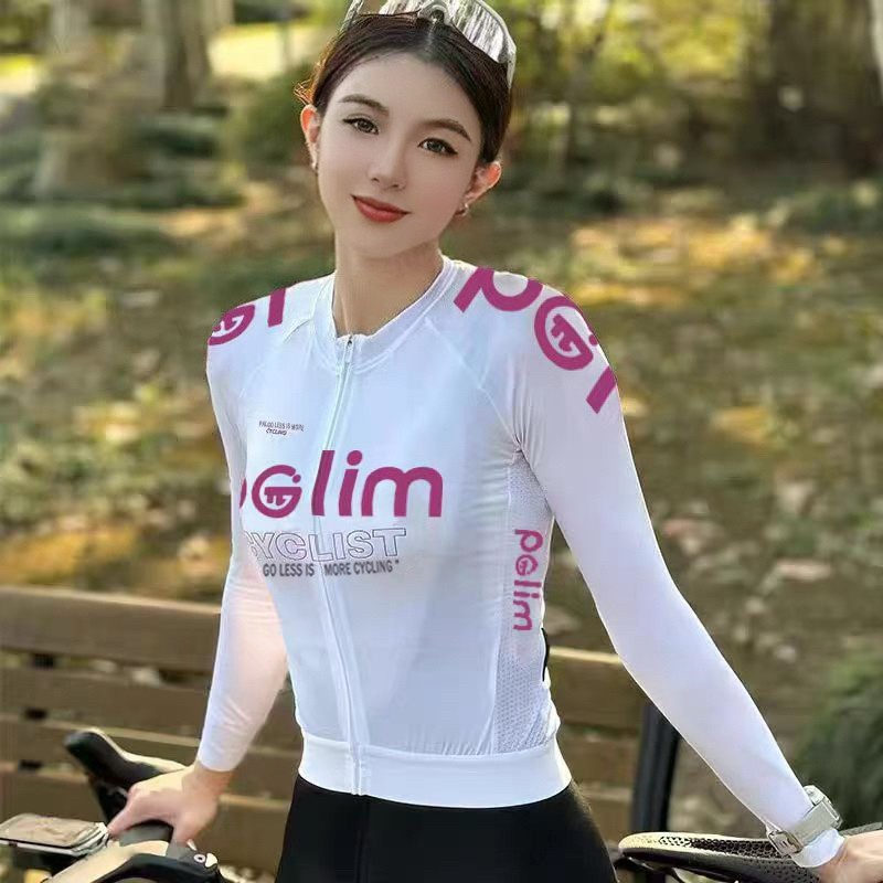 PLM春夏竞技赛公路自行车气动长袖骑行服男女纯色字母款速干 干透