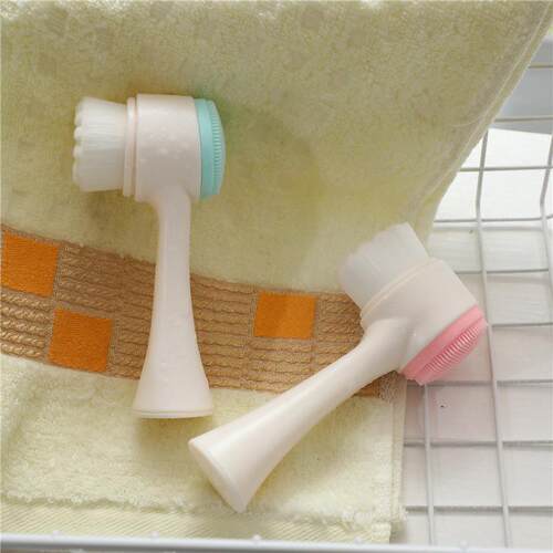 Dual-Sided Facial Cleansing Brush with Dual-Head Soft Bristl