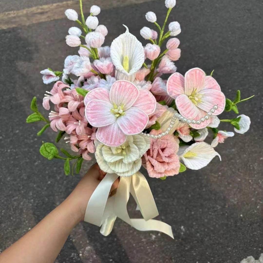 扭扭棒新娘手捧花手工编织diy材料包自制领证花送闺蜜女友生日礼