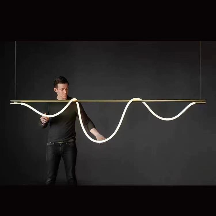 音符餐厅吧台吊灯餐桌音符艺术363设计个条师创长意性灯管缠绕线