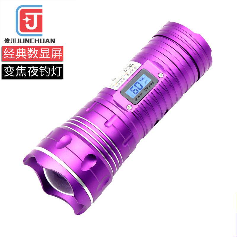 高亮LED夜钓灯 三光源蓝光白光大功率垂钓灯 可充电变焦钓鱼灯