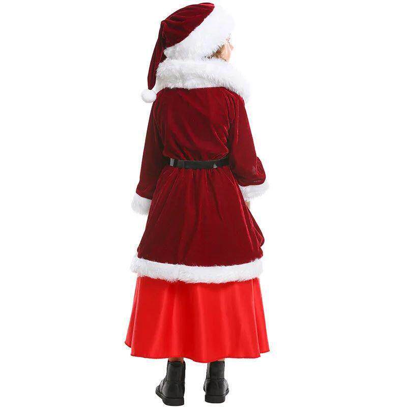 Deluxe Girls Miss Santa Claus Costume Christmas Red Dress