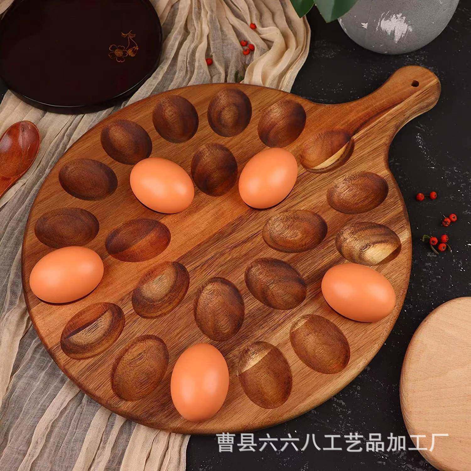 木质鸡蛋架分格固定架创意实木多格厨房存放鸡蛋托展示托盘