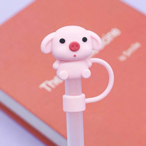7Pcs Silicone Cartoon Animals Straw Caps 10mm Kawaii