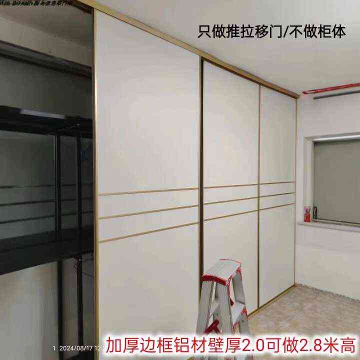 衣柜推拉移门定制直接到墙顶金属衣柜定门自装室内推拉门隔断定做