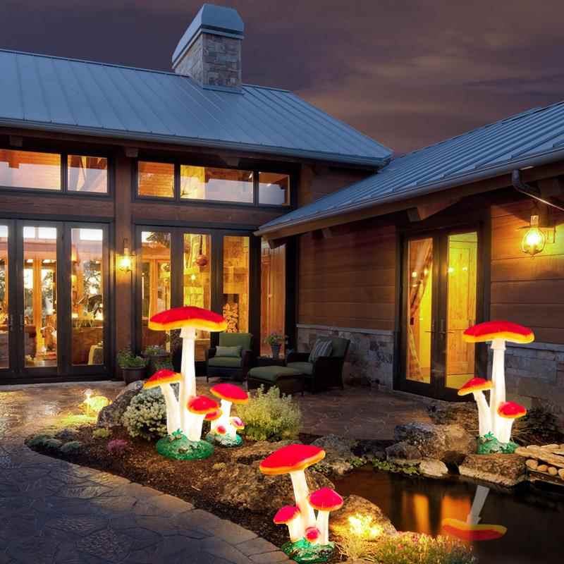 仿真发光蘑菇灯户外防水太阳能花园装饰景观灯创意室外草坪灯