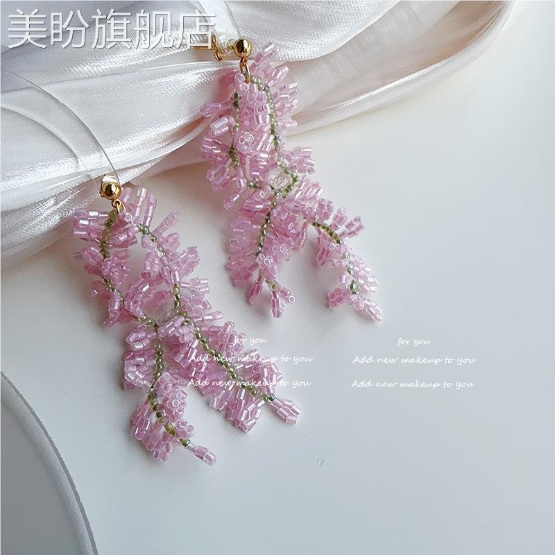 私藏绝美淡漠森林感风吹杨柳耳钉多巴胺女孩闭眼入长流苏耳饰