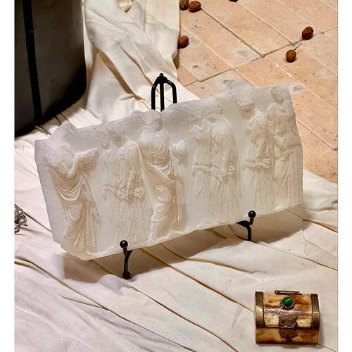 法式中古浮雕古罗马摆件玄关桌面小众装饰品客厅壁画书柜工艺品