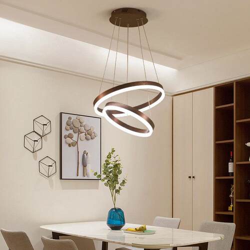 LED吊灯 北欧圆环客厅灯后现代简约个性大厅餐厅智能语音家用灯具