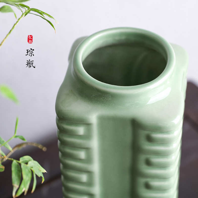 陶瓷花瓶琮瓶小原流花器瓶花中式插花器皿花道花艺客厅摆件插花