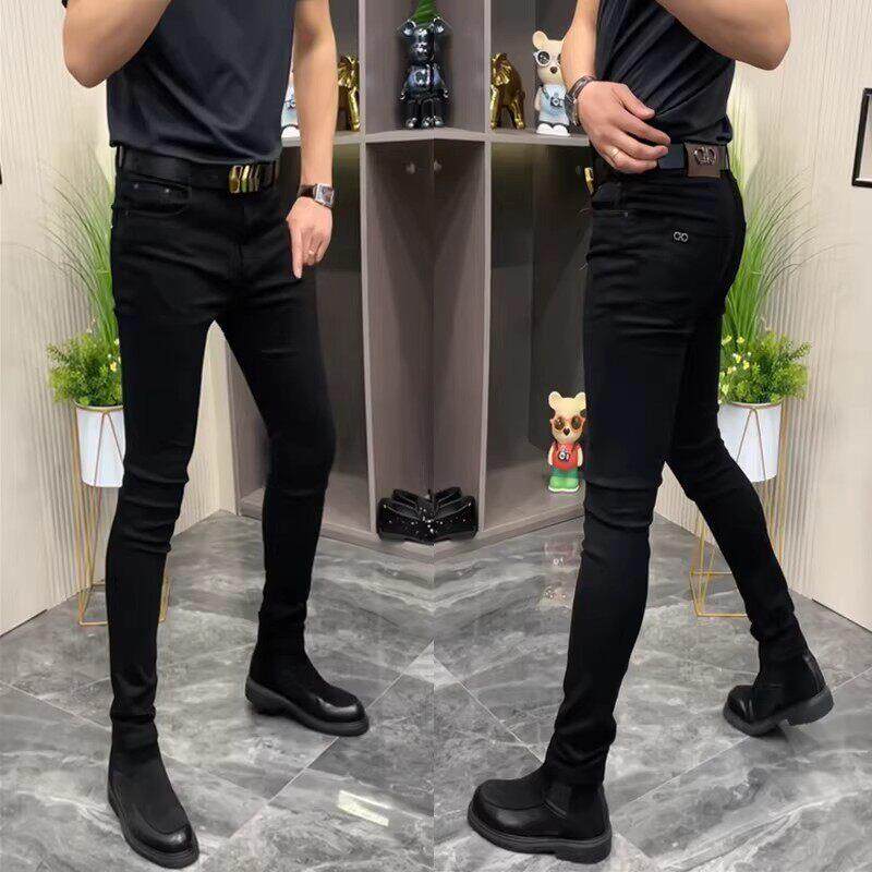 潮牌春季新款牛仔裤男款高档轻奢修身小脚裤韩版潮流百搭休闲裤子