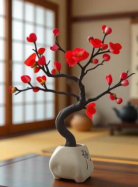 蕊杰创意腊梅中式摆件家居装饰品工艺品客厅书房酒柜卧室摆设饰品