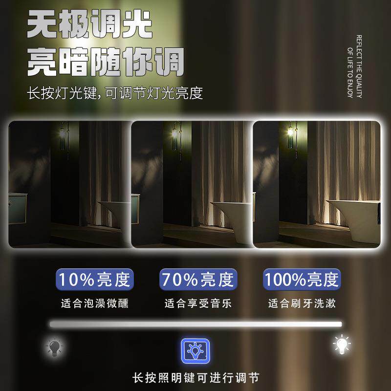 正方形智能浴室镜卫生间led发光镜子洗手间防雾感应触摸带灯方镜