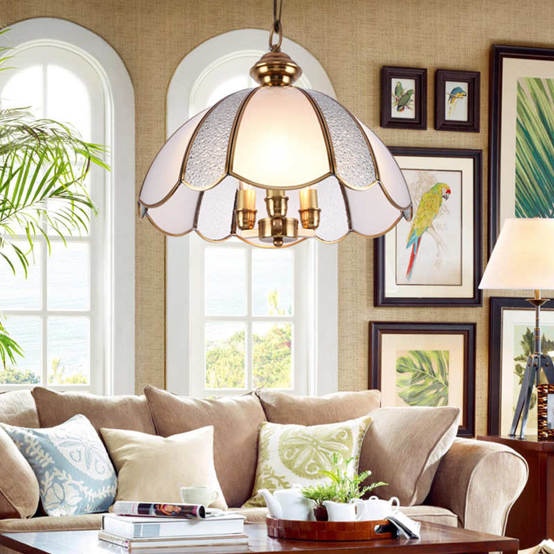 全铜吊灯美式乡村餐厅灯复古简约书房卧室灯大气客厅饭厅灯具