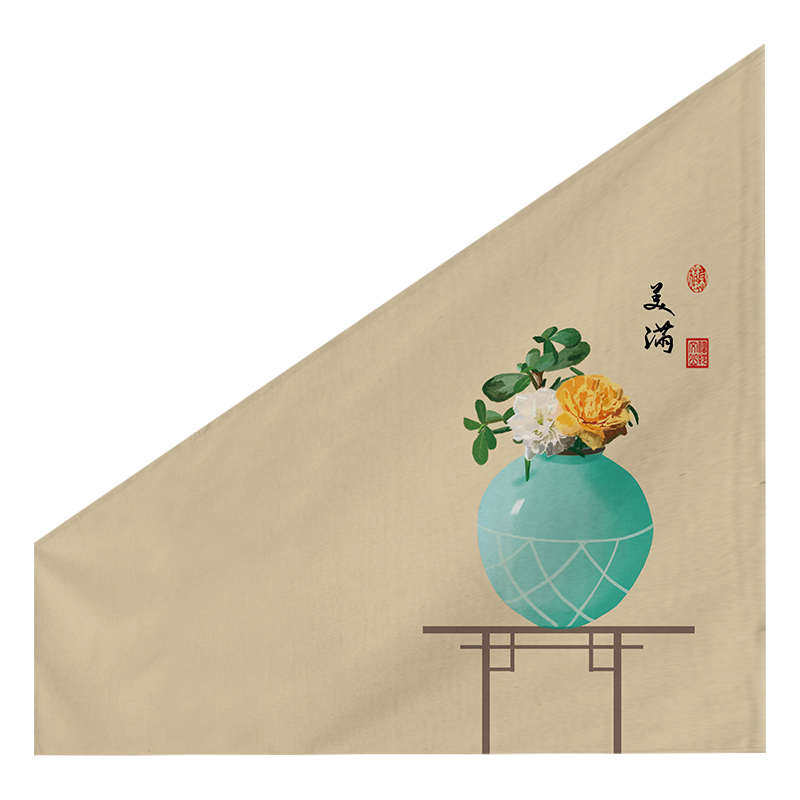 中式楼梯下遮挡帘免打孔门帘储物柜遮丑布魔术贴自粘式阁楼防尘帘