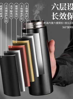 速开保温杯男款茶水分离224新款一键开盖水杯车载16不锈钢杯子