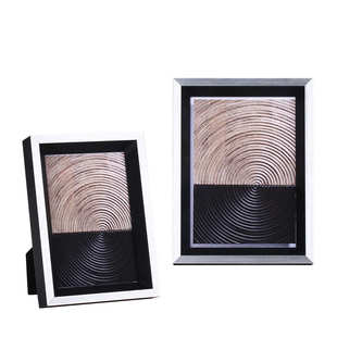 银黑色实木相框摆台 金属拉丝相框 轻奢样板房样板间实木相框摆台