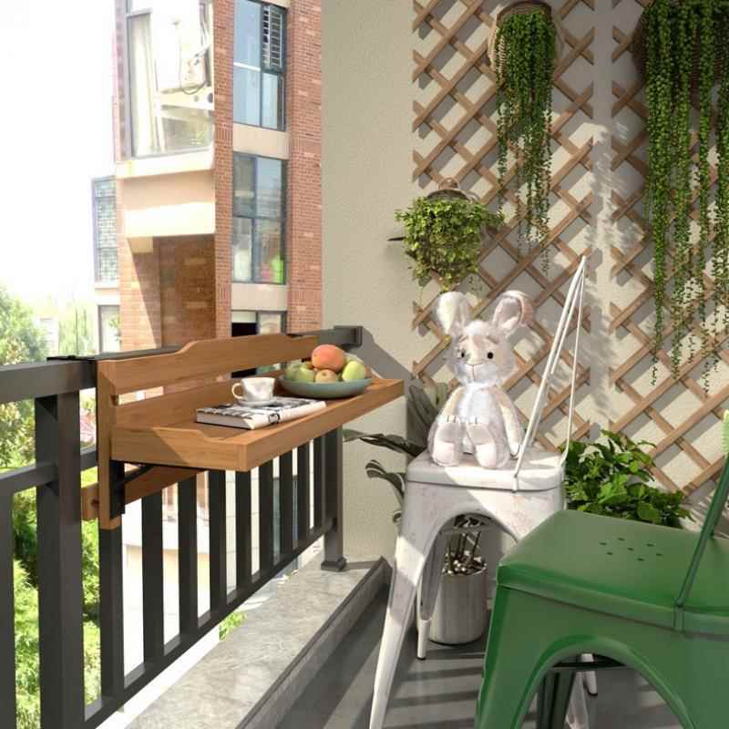 阳台栏创杆挂桌小吧台实木户型可折叠XXBTZ家小用悬护栏挂吧台桌