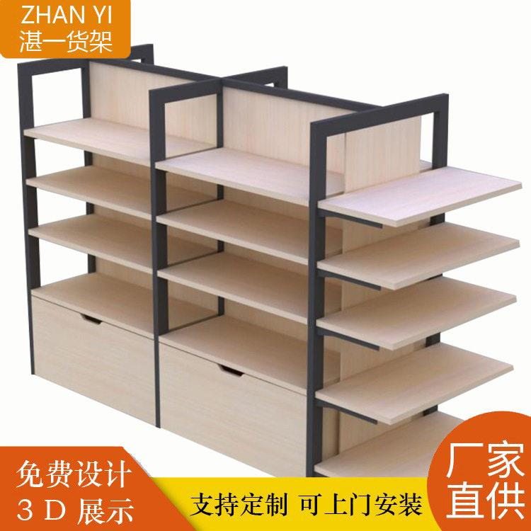 二十年经验老店专业布局设计商超钢木货架带底柜灯箱精品展架