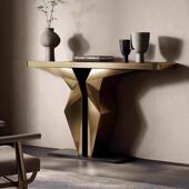 靠092玄关入门桌架底座大石岩板靠钢墙墙桌脚理走廊台脚镀金不锈